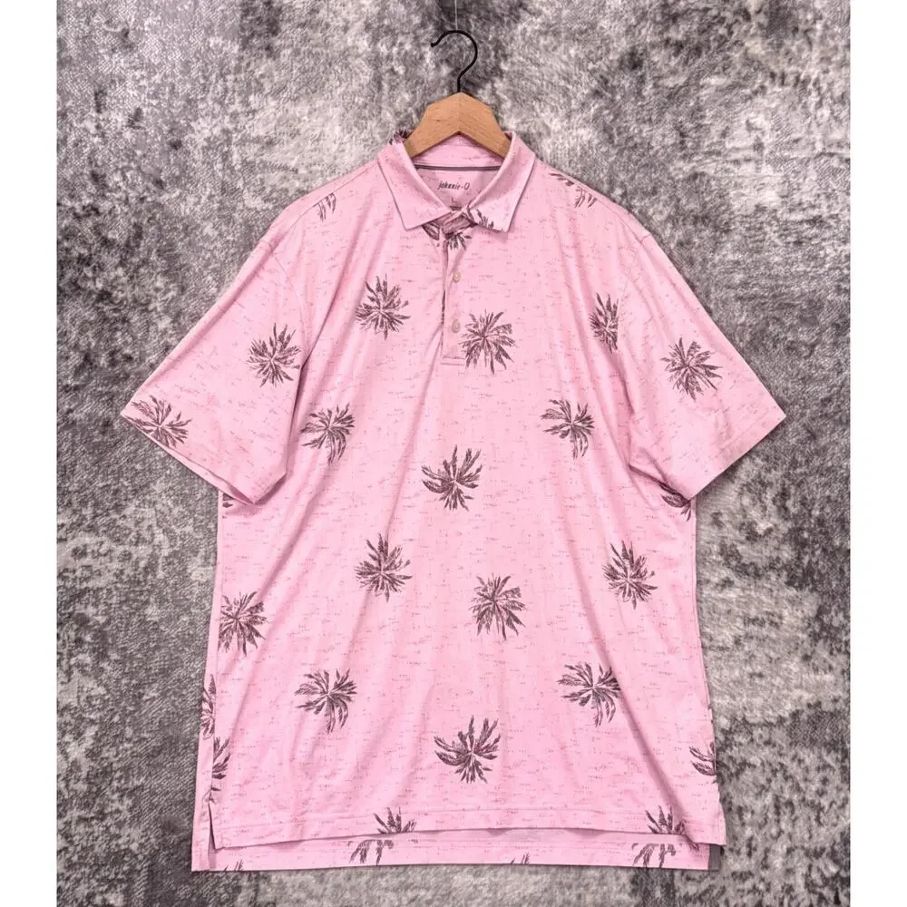 Johnnie O Polo Shirt Large Mens Pink Palm Performance Golf